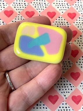 Colorful vintage/style fused glass brooch citrus tropical wearable art